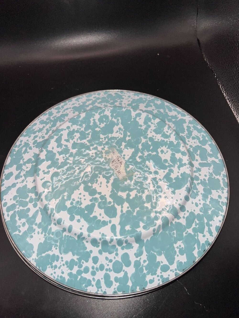 Golden Rabbit Sea Glass Swirl plates and gray platter Enamelware Set Outdoor - Picture 7 of 12
